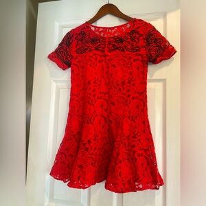 Red and black all lace Free People swing dress